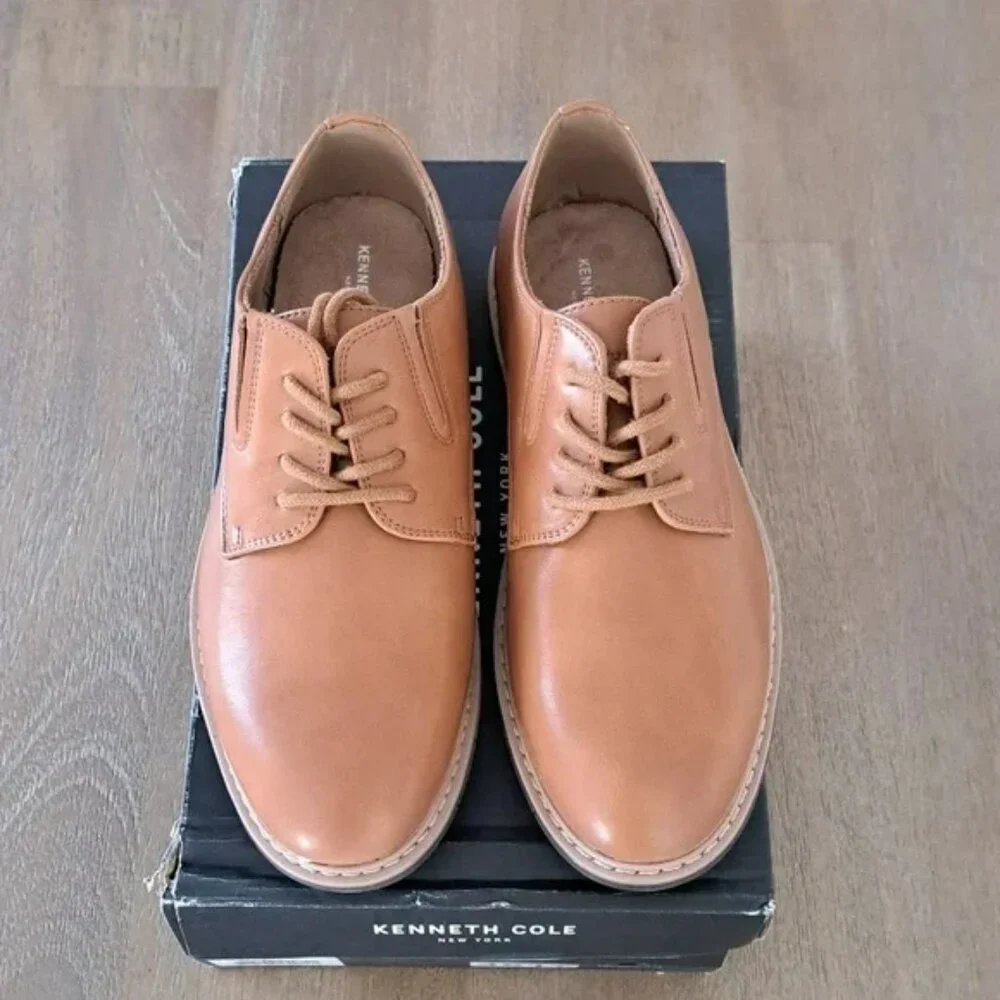 Kenneth Cole Klay Smooth Toe Oxford with Flex - Color: Cognac - Size: Kid 4